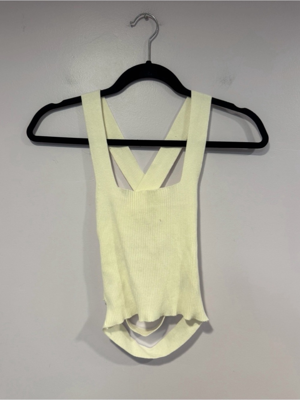 Cream Debut boutique Ribbed Tank Top with Cross Back‎